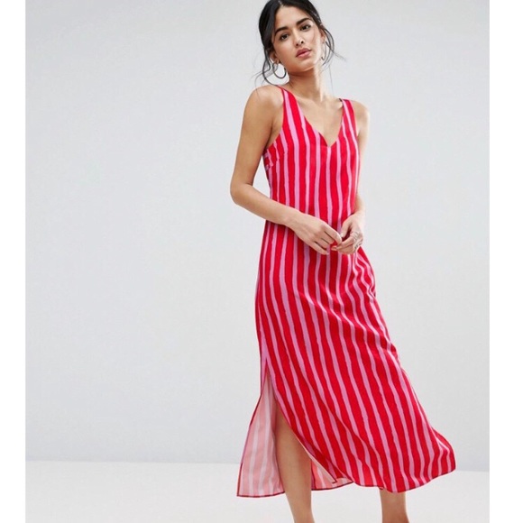 asos pink and red dress